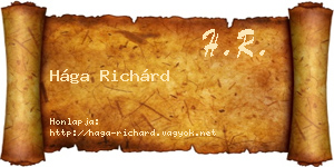Hága Richárd névjegykártya